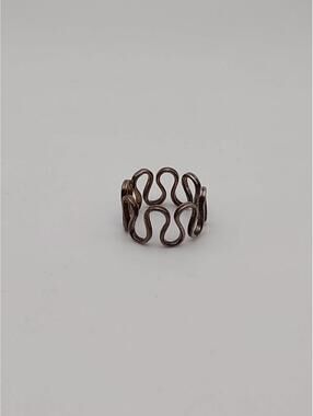 Sterling Silver Abstract Wave Ring Open Design Sz 6.5